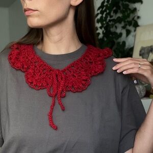 Handmade Crochet Mohair Lace Collar Detachable Accessory